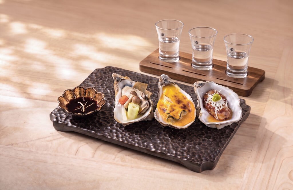 尖沙咀居酒屋推介!KAIYŌ年輕玩味副線登陸K11 MUSEA:頂級食材高CP值展現、五星級天婦羅與關西風壽喜燒專賣 燒蠔三味盛合 grilled oysters three flavor platter