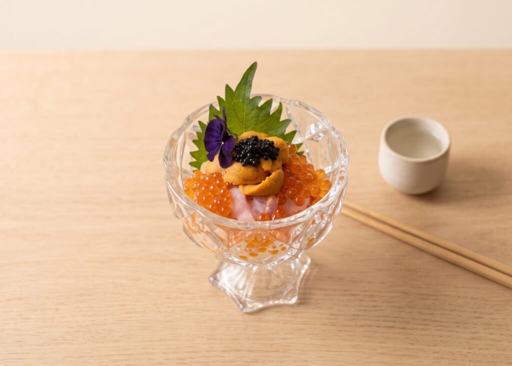 尖沙咀居酒屋推介!KAIYŌ年輕玩味副線登陸K11 MUSEA:頂級食材高CP值展現、五星級天婦羅與關西風壽喜燒專賣 雙重魚子拖羅蓉瑰麗寶盒 double caviar, uni & toro crystal cup